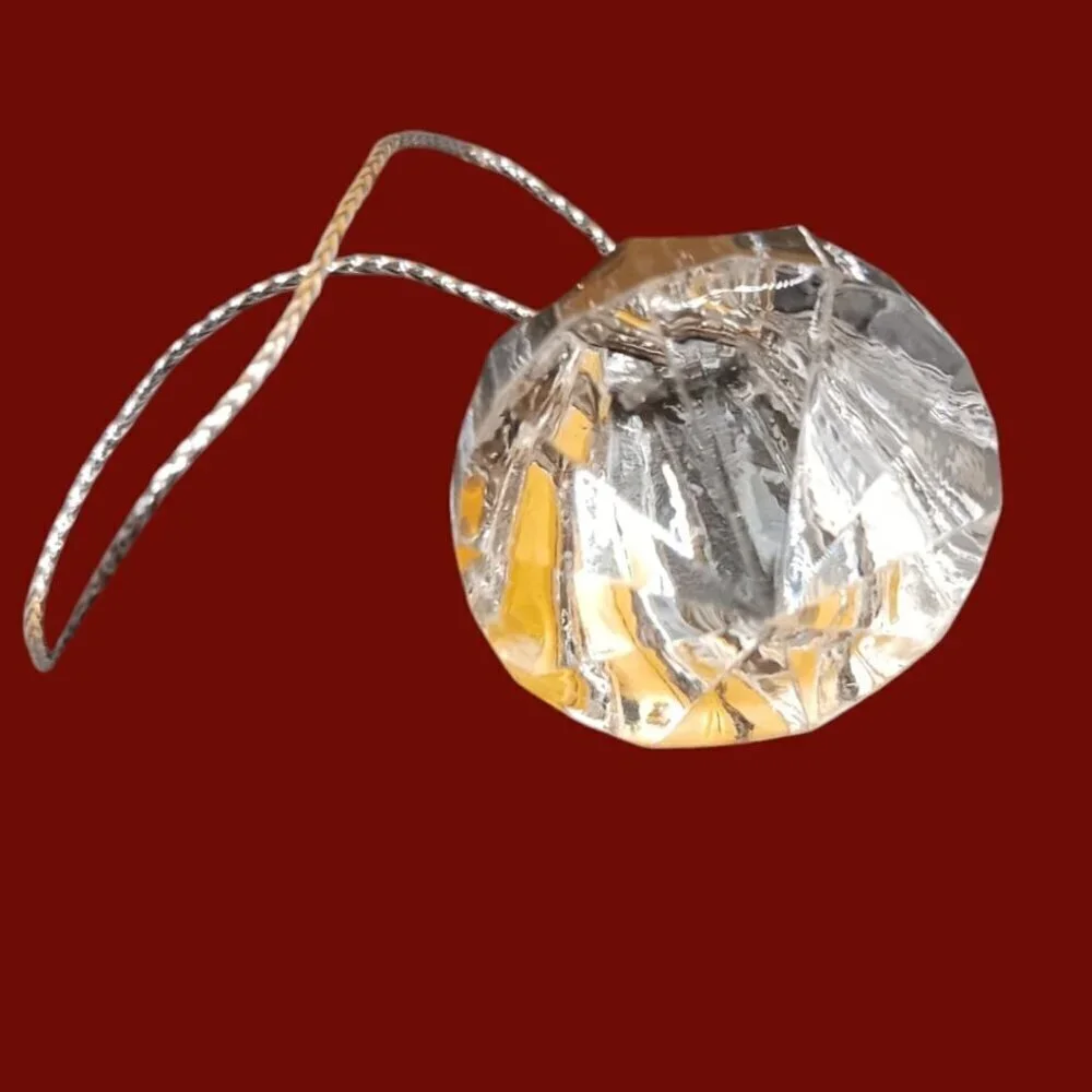 Crystal clear acrylic diamond ornaments with silver hanging cord set of 9